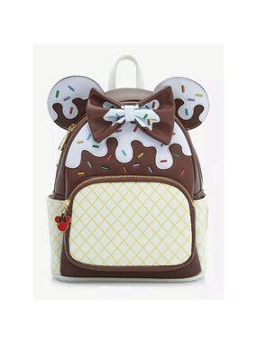 2023 Loungefly Disney Minnie Mouse Chocolate Ice Cream Sundae Mini Backpack NWT